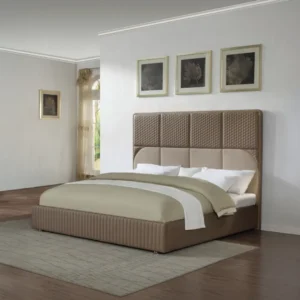 Marcelino Beige Leather Upholstered Bed Eastern King by ACME