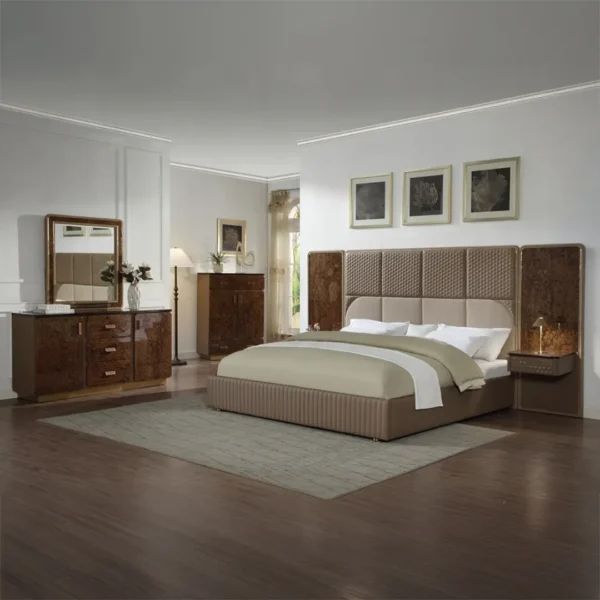 Marcelino Beige Leather Upholstered Bed Eastern King by ACME - Image 6