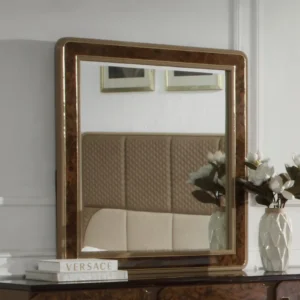 Marcelino Glossy Coffee Wood Rectangle Mirror by ACME