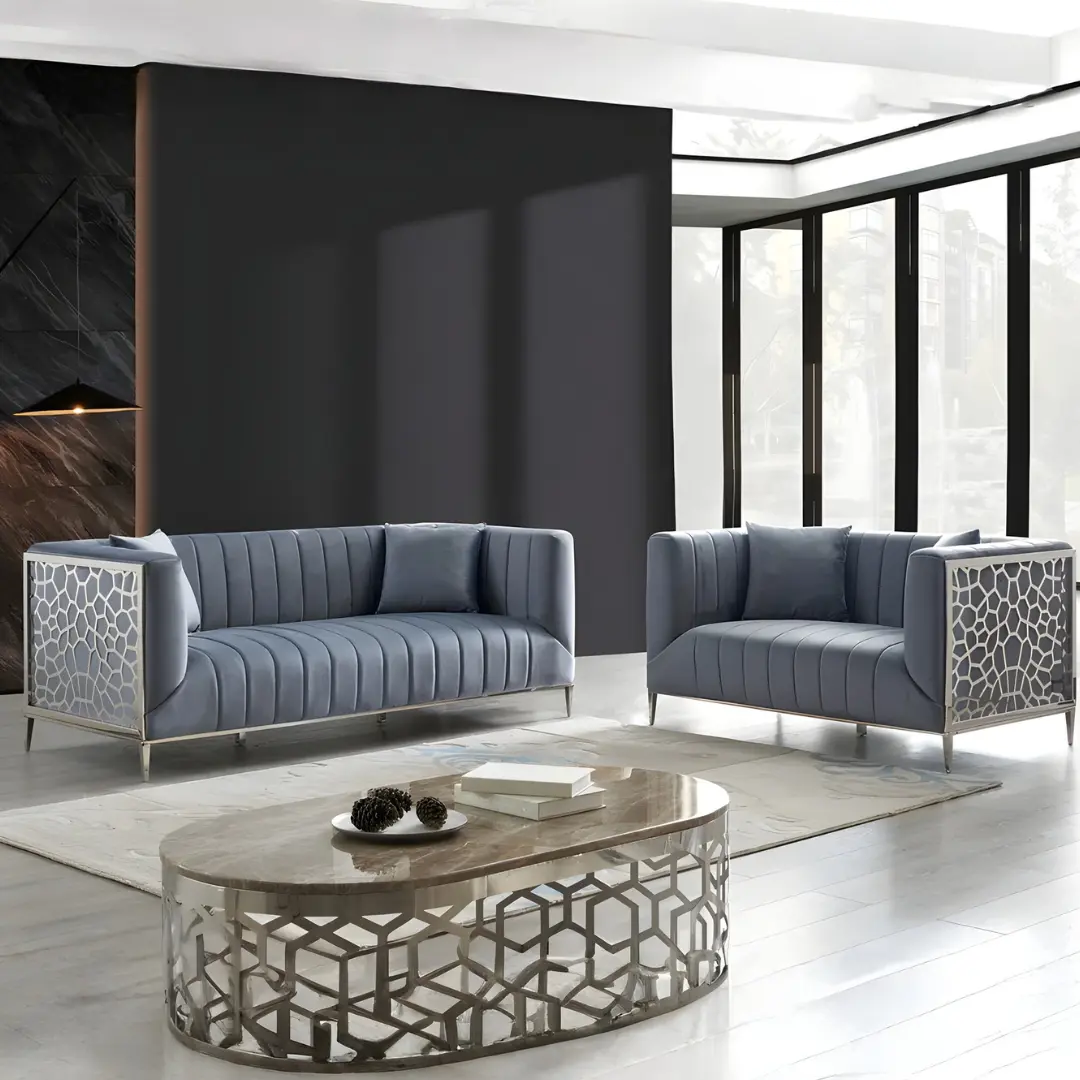 Contemporary Sofa Set Velvet 2 Piece By McFerran | U-Trade Furniture Contemporary Sofa Set Velvet 2 Piece By McFerran - Image 1