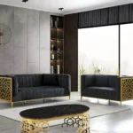 Contemporary Sofa Set Velvet 2 Piece By McFerran - Image 2