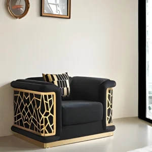 Modern Black Velvet Armchair By McFerran