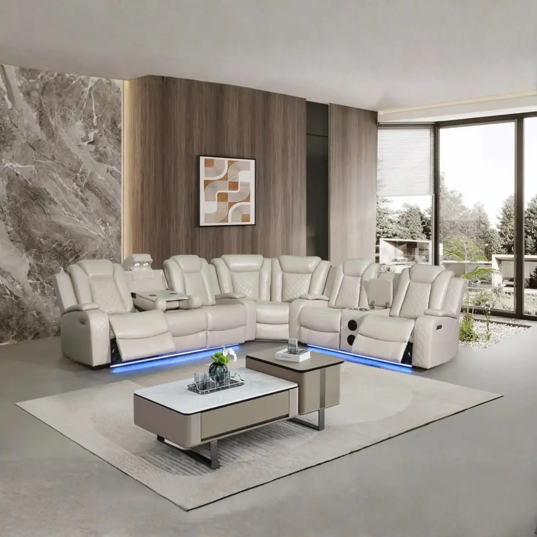 Beige Wedge Sectional Sofa By McFerran | U-Trade Furniture Beige Wedge Sectional Sofa By McFerran - Image 1