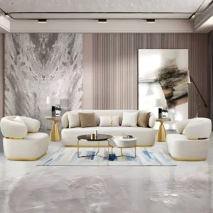White Sofa Set With Gold Trim By McFerran