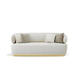 White Sofa Set With Gold Trim By McFerran - Image 4