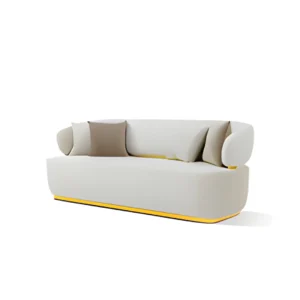 White Sofa Living Room With Gold Trim By McFerran