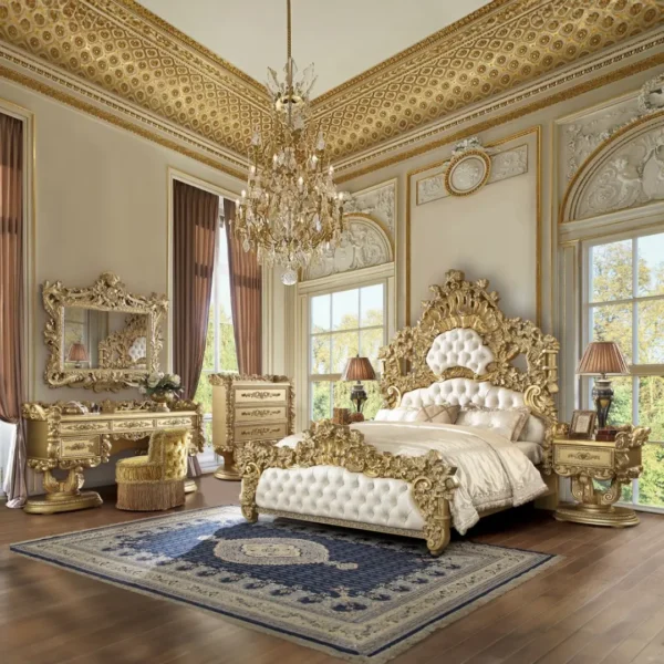 Bernadette White Leather Bed Eastern King by ACME - Image 6
