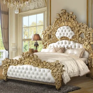 Bernadette White Leather Bed Eastern King by ACME
