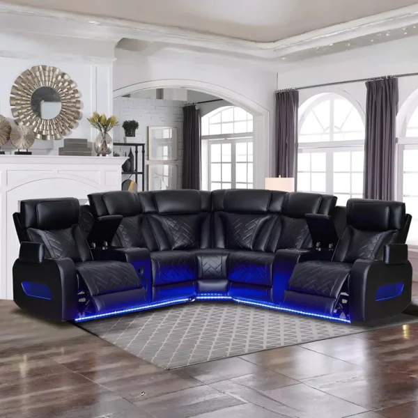 Leather Corner Wedge Sectional Sofa By Mcferran - Image 2