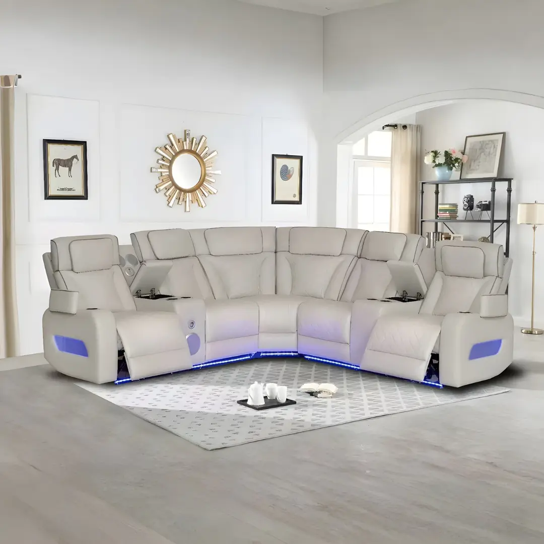 Leather Corner Wedge Sectional Sofa By Mcferran | U-Trade Furniture Leather Corner Wedge Sectional Sofa By Mcferran - Image 1