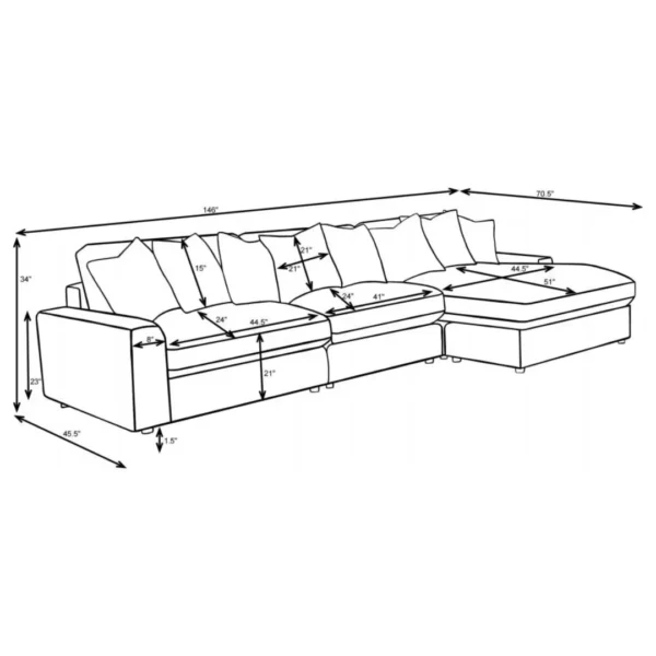 Blaine 3-Piece Sectional Sofa By Coaster Furniture - Image 12