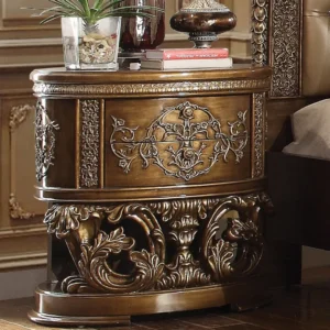 Constantine Gold Wooden Nightstand with Drawers by ACME