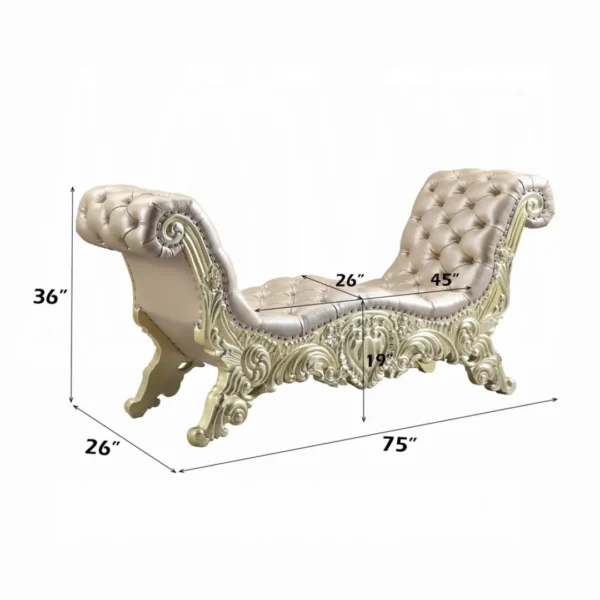 Vatican Leather Bedroom Bench by ACME - Image 3
