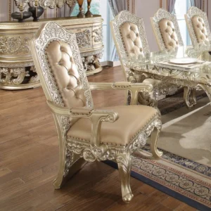 Vatican Leather Arm Dining Chair Set of 2 by ACME