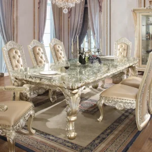 Vatican Champagne Rectangular Dining Table for 8 by ACME