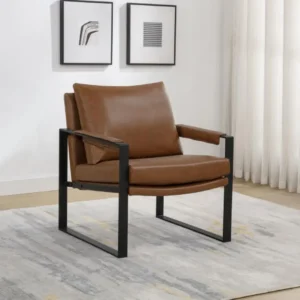Rosalind Brown Leather Accent Chair By Coaster Furniture