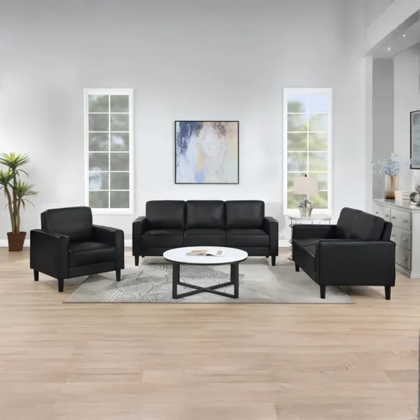Ruth Upholstered Black Leather Sofa By Coaster Furniture - Image 6