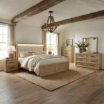 Helios 5 Pc Natural Wood Bedroom Set by Furniture Of America