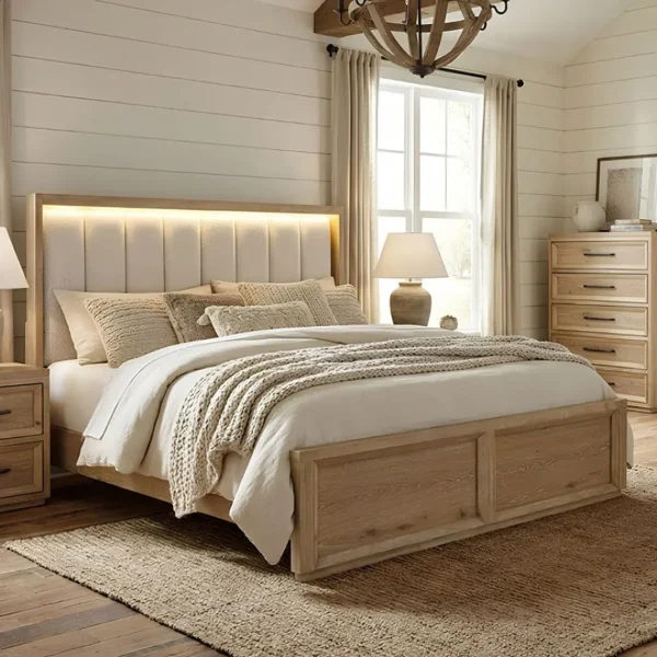 Helios 5 Pc Natural Wood Bedroom Set by Furniture Of America - Image 2