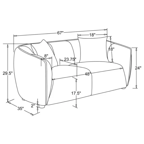 Aleisha Fabric Modern Loveseat Sofa By Coaster Furniture - Image 8