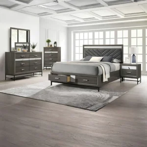 Voleta 4 Pc Queen Grey bedroom Set by Furniture Of America