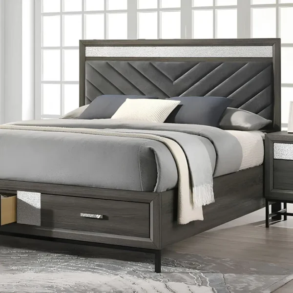 Voleta 4 Pc Queen Grey bedroom Set by Furniture Of America - Image 2