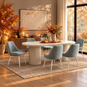Laela 7 Piece White Oval Dining Set by ACME