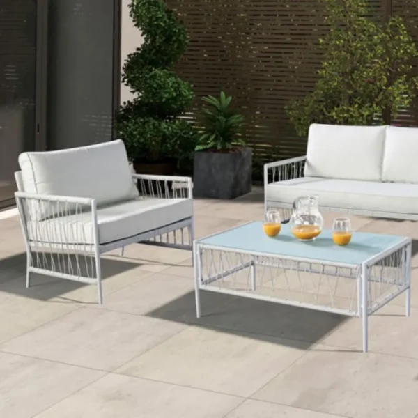 Shomari White Outdoor Sofa Set By Furniture of America - Image 2