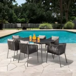 Tushari Outdoor Dining Table Set in Dark Gray By Furniture of America