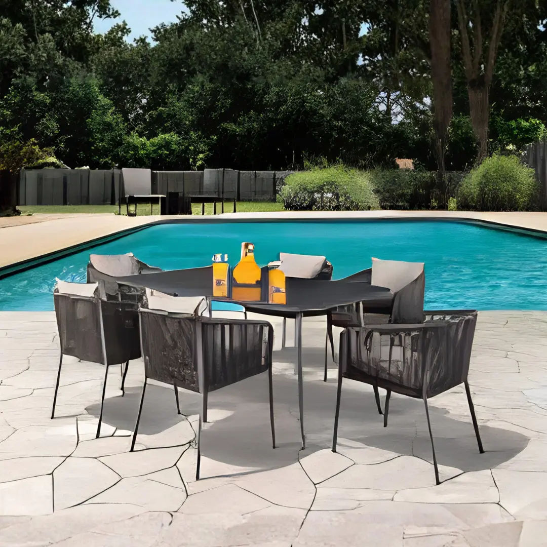Tushari Outdoor Dining Table Set in Dark Gray By Furniture of America | U-Trade Furniture Tushari Outdoor Dining Table Set in Dark Gray By Furniture of America - Image 1