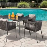 Tushari Outdoor Dining Table Set in Dark Gray By Furniture of America - Image 2