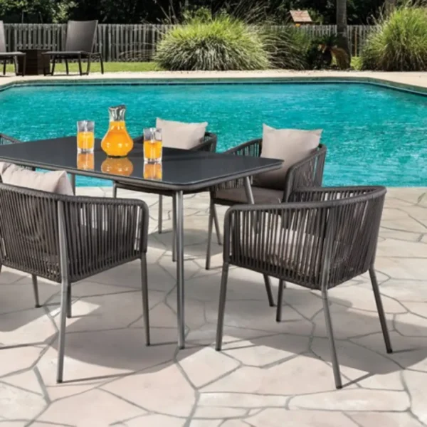 Tushari Outdoor Dining Table Set in Dark Gray By Furniture of America - Image 2