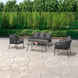 Myesha Dark Gray Metal Patio Set By Furniture of America