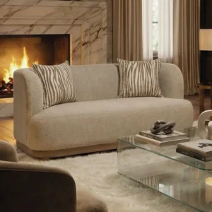 Sarabi Brown Curved Loveseat by Furniture of America