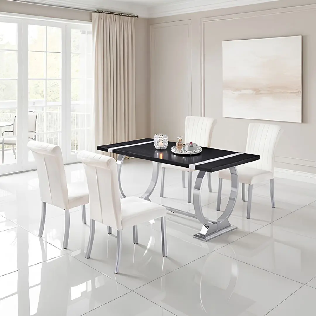 Horley 5 Pc Silver Dining Table Set by Furniture of America | U-Trade Furniture Horley 5 Pc Silver Dining Table Set by Furniture of America - Image 1