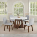 Ostbirk 5 Pc Modern Walnut Dining Set by Furniture of America