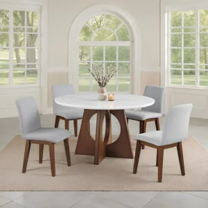 Ostbirk 5 Pc Modern Walnut Dining Set by Furniture of America