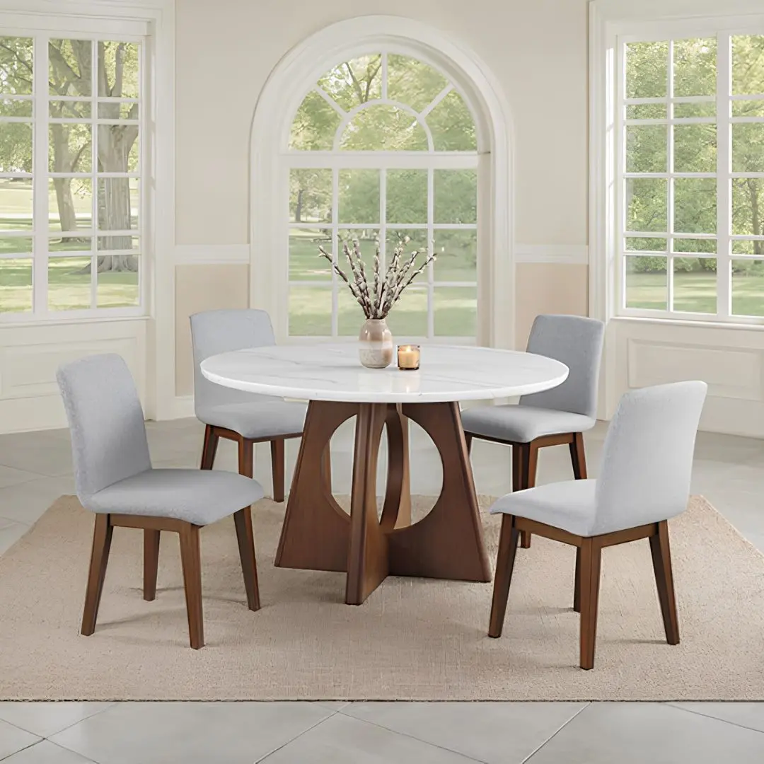 Ostbirk 5 Pc Modern Walnut Dining Set by Furniture of America | U-Trade Furniture Ostbirk 5 Pc Modern Walnut Dining Set by Furniture of America - Image 1