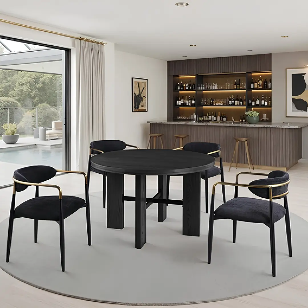 Gaetani 5 Pc Black Round Table Dining Set by Furniture of America | U-Trade Furniture Gaetani 5 Pc Black Round Table Dining Set by Furniture of America - Image 1