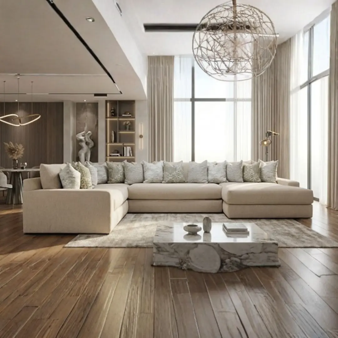 Portslade Beige Oversized Sectional Sofa by Furniture of America | U-Trade Furniture Portslade Beige Oversized Sectional Sofa by Furniture of America - Image 1