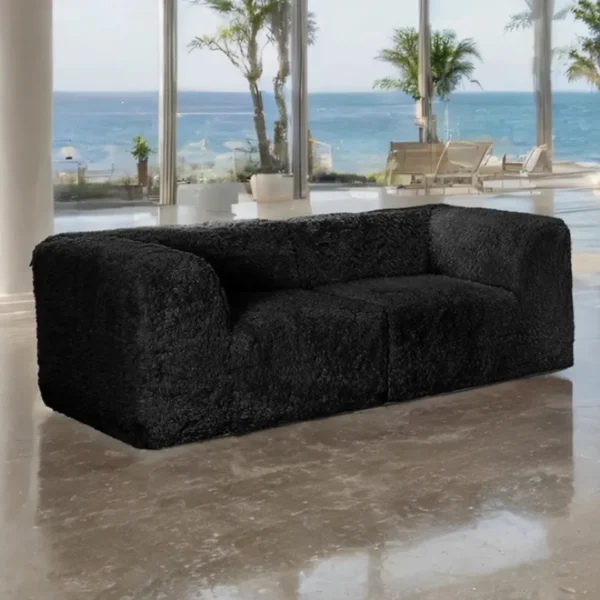 Nappi Contemporary Faux Fur Loveseat by Furniture of America - Image 4