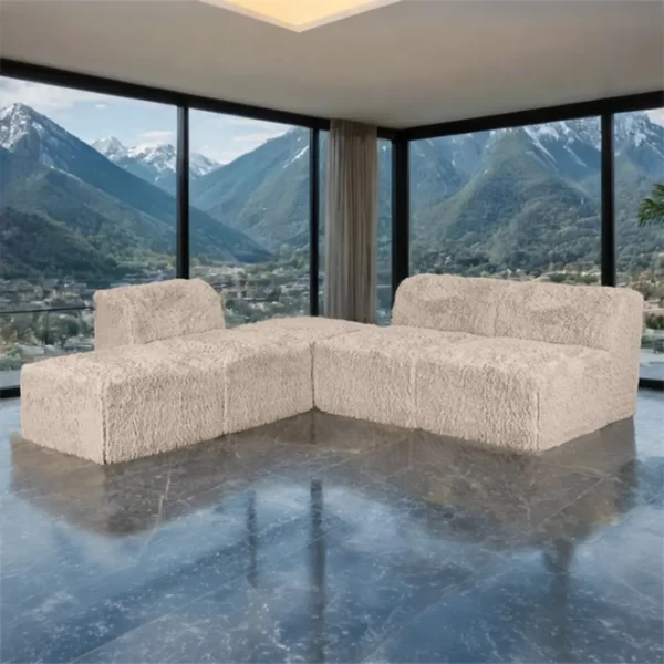 Nappi Contemporary Fur L Sectional Sofa Compressed Foam by Furniture of America - Image 2