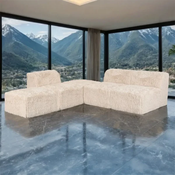 Nappi Contemporary Fur L Sectional Sofa Compressed Foam by Furniture of America - Image 6