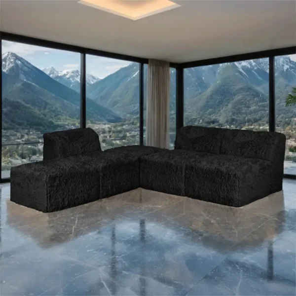 Nappi Contemporary Fur L Sectional Sofa Compressed Foam by Furniture of America - Image 7