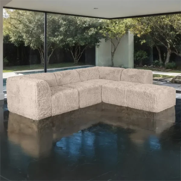 Nappi Faux Fur Sectional Couch by Furniture of America - Image 2