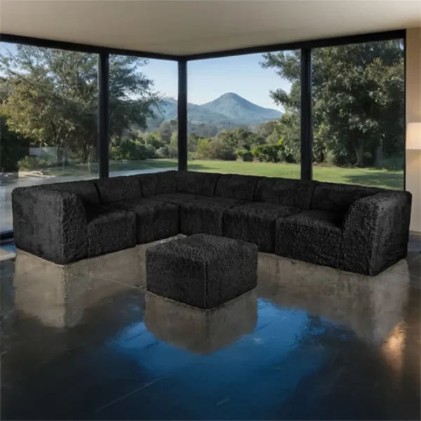 Nappi Fur Large L Sectional with Ottoman by Furniture of America - Image 4