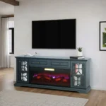 Fidel 74'' TV Console with Electric Fireplace by Furniture of America