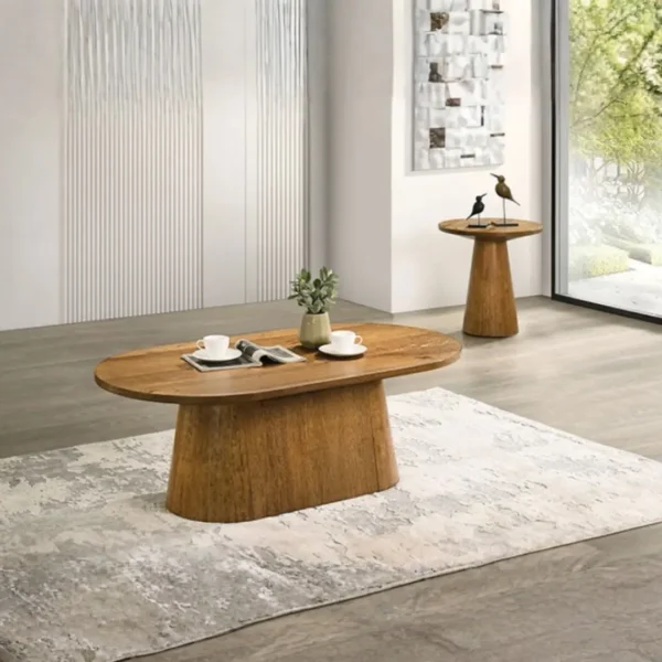 Halewood Wood Oval Coffee Table by Furniture of America - Image 4