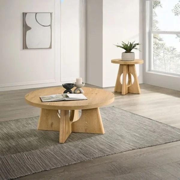 Olgod Round Wooden Coffee Table by Furniture of America - Image 4