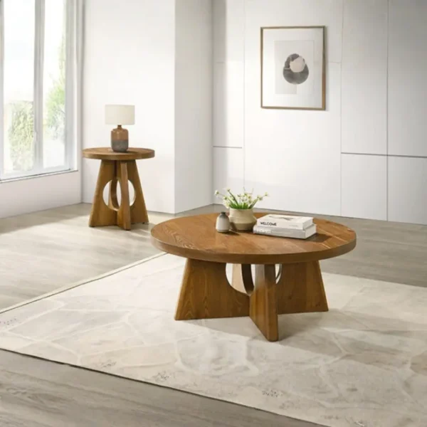 Olgod Round Wooden Coffee Table by Furniture of America - Image 7